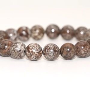 Brown Snowflake Obsidian Beaded Stretch Bracelet 150.00 ctw